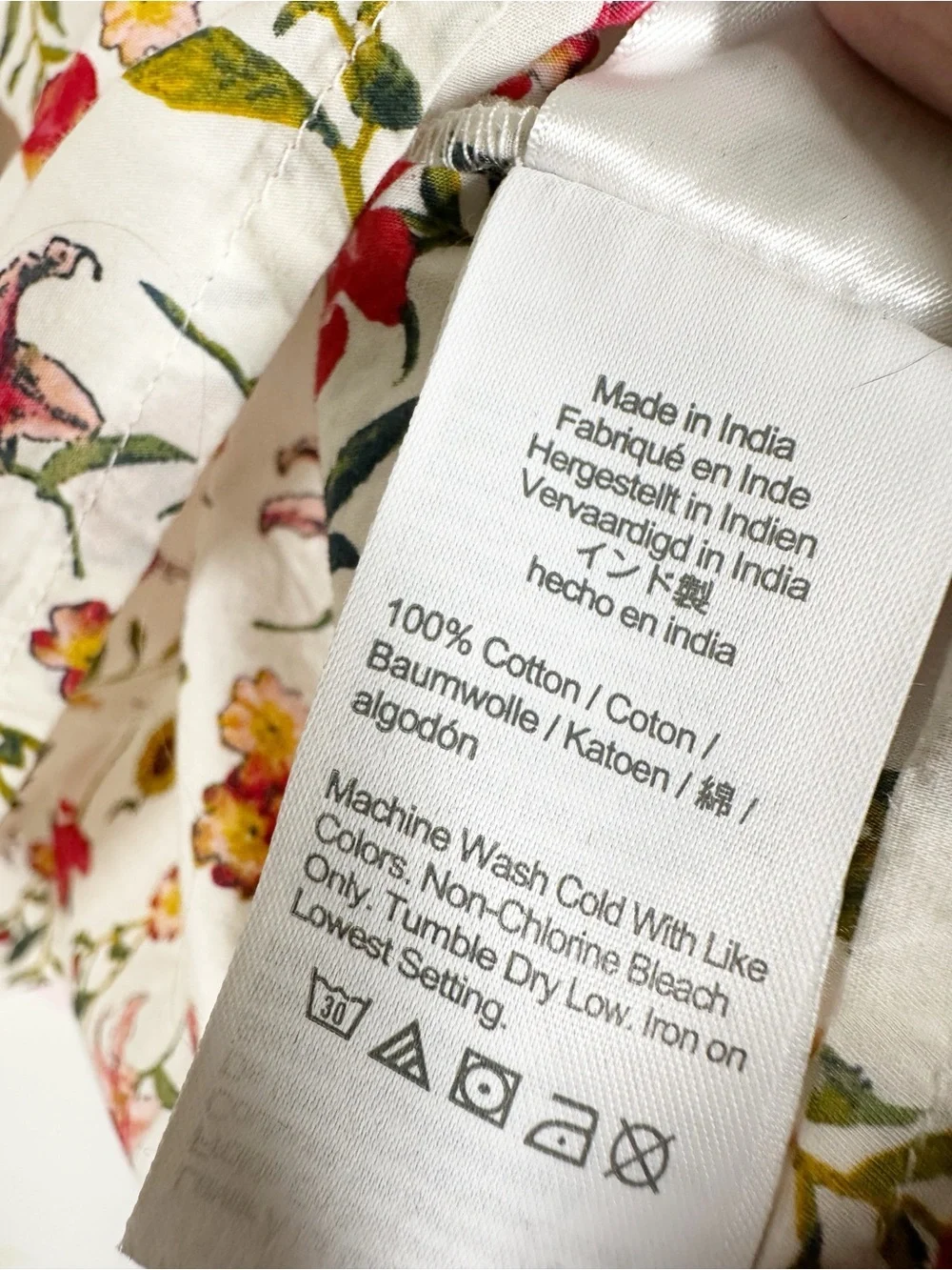 J. Crew Cream Floral Tie-Neck Blouse with Pink Yellow Blooms Top M